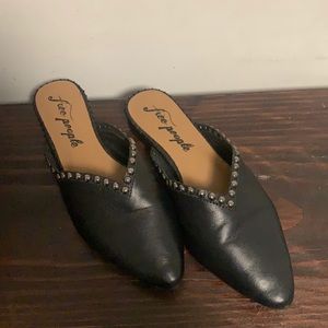 Free People Newport Black Leather Studded Mules